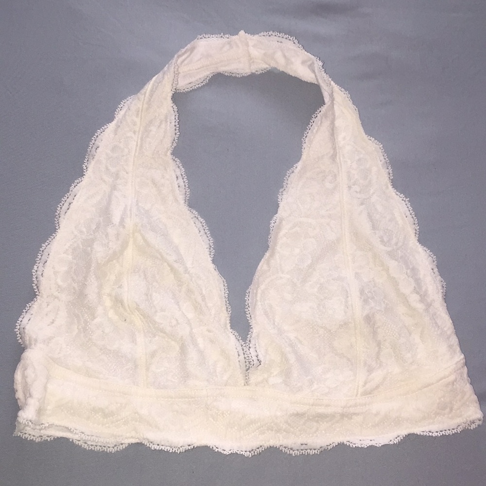 Cream lace halter bralette- urban outfitters